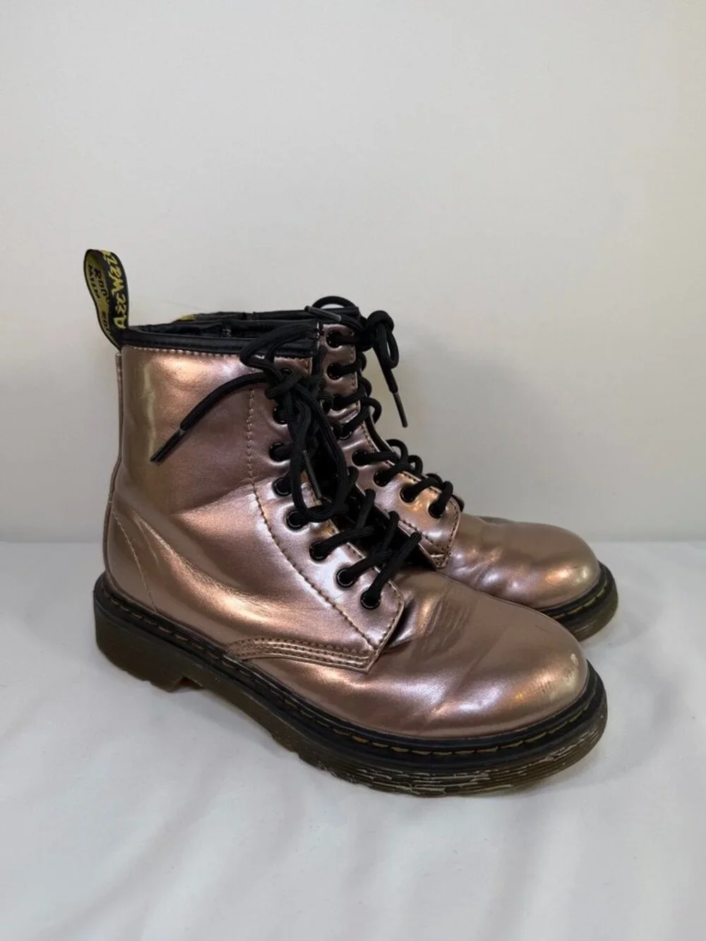 Dr DOC Martens 1460 Metallic Rose Gold Boots Girls US 2